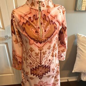 Spartina 449 Pink and Orange Sheath Dress with Mandarin Collar
